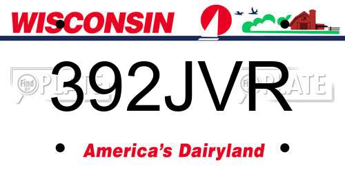 392JVR Wisconsin License Plate