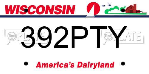 392PTY Wisconsin License Plate