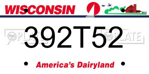 392T52 Wisconsin License Plate