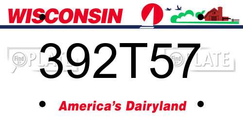 392T57 Wisconsin License Plate