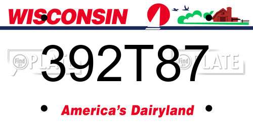 392T87 Wisconsin License Plate