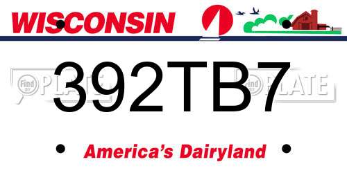 392TB7 Wisconsin License Plate