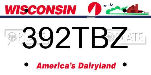 392TBZ Wisconsin License Plate