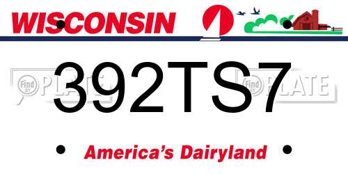 392TS7 Wisconsin License Plate