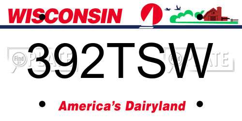392TSW Wisconsin License Plate