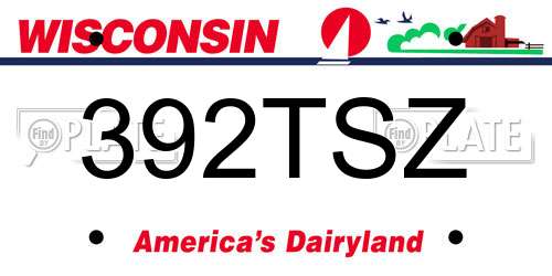 392TSZ Wisconsin License Plate