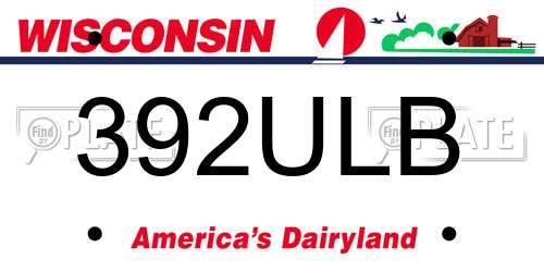 392ULB Wisconsin License Plate