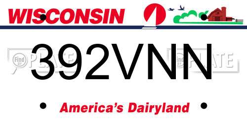 392VNN Wisconsin License Plate