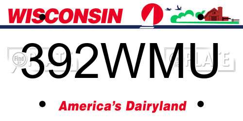 392WMU Wisconsin License Plate