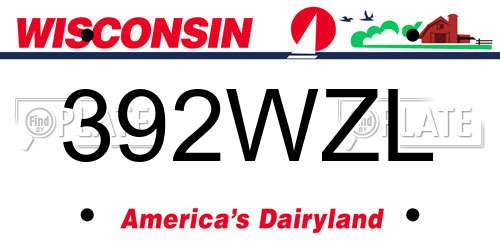 392WZL Wisconsin License Plate