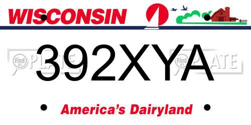 392XYA Wisconsin License Plate