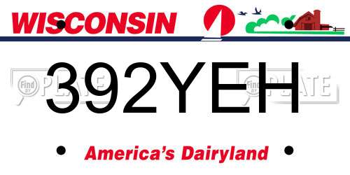 392YEH Wisconsin License Plate