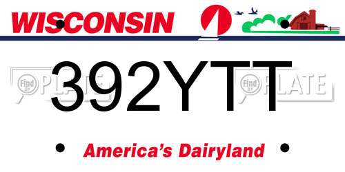 392YTT Wisconsin License Plate