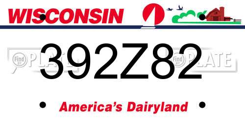 392Z82 Wisconsin License Plate