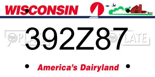 392Z87 Wisconsin License Plate