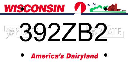 392ZB2 Wisconsin License Plate