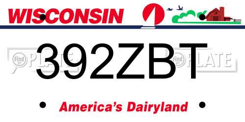 392ZBT Wisconsin License Plate