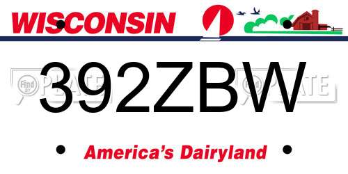 392ZBW Wisconsin License Plate