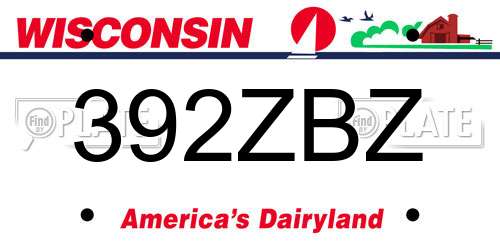 392ZBZ Wisconsin License Plate