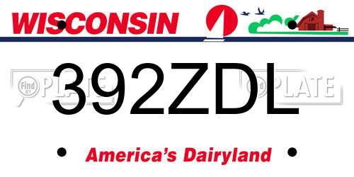 392ZDL Wisconsin License Plate
