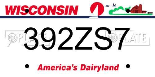 392ZS7 Wisconsin License Plate
