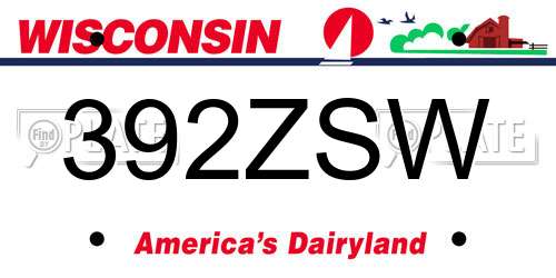 392ZSW Wisconsin License Plate