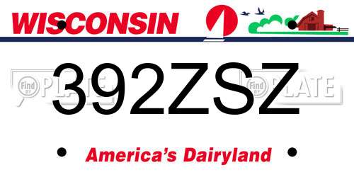 392ZSZ Wisconsin License Plate