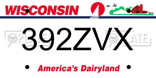 392ZVX Wisconsin License Plate