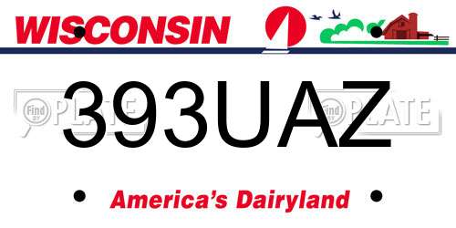 393UAZ Wisconsin License Plate
