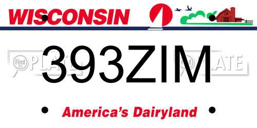 393ZIM Wisconsin License Plate