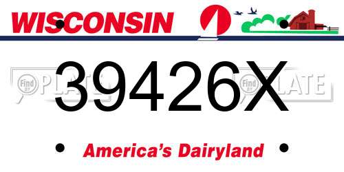 39426X Wisconsin License Plate