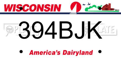 394BJK Wisconsin License Plate