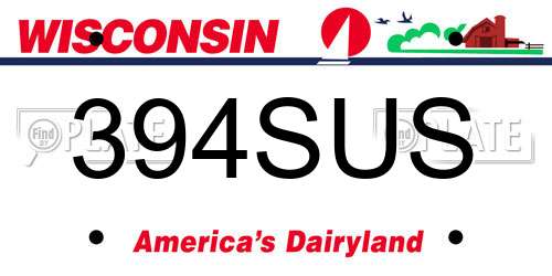 394SUS Wisconsin License Plate