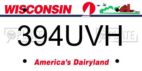 394UVH Wisconsin License Plate