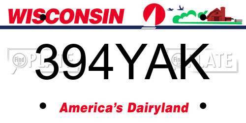394YAK Wisconsin License Plate