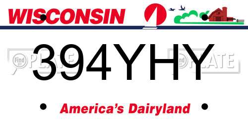 394YHY Wisconsin License Plate