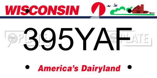 395YAF Wisconsin License Plate