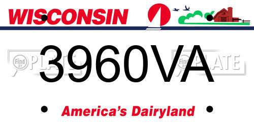 3960VA Wisconsin License Plate