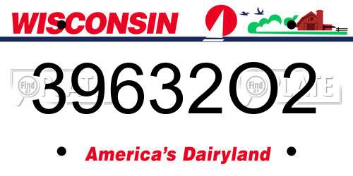 39632O2 Wisconsin License Plate