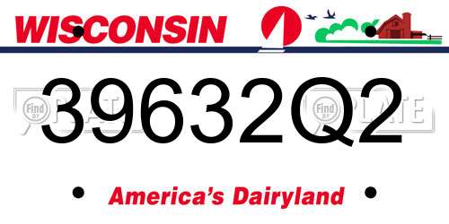 39632Q2 Wisconsin License Plate