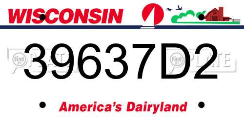 39637D2 Wisconsin License Plate