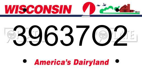 39637O2 Wisconsin License Plate