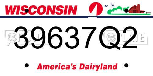 39637Q2 Wisconsin License Plate