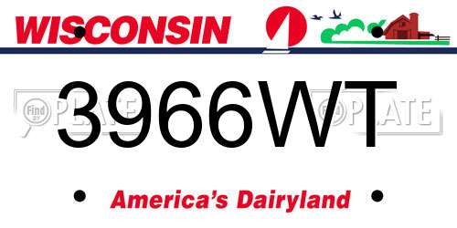 3966WT Wisconsin License Plate