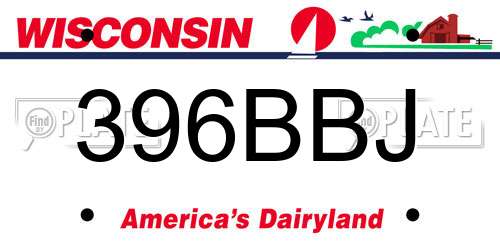 396BBJ Wisconsin License Plate