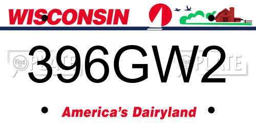 396GW2 Wisconsin License Plate