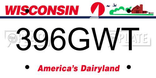 396GWT Wisconsin License Plate