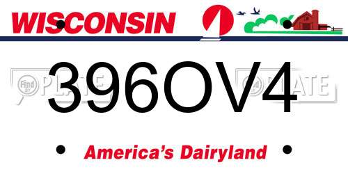 396OV4 Wisconsin License Plate
