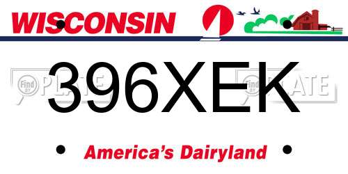 396XEK Wisconsin License Plate