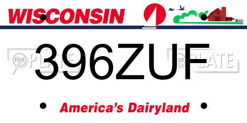 396ZUF Wisconsin License Plate